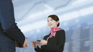 Person handing over Visa at Airport