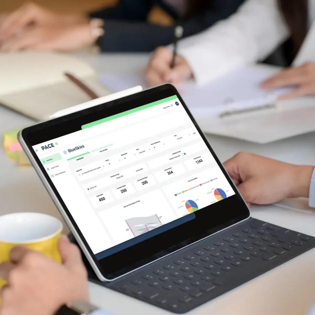 Image PACE Blueskies Sustainability Reporting on a laptop screen