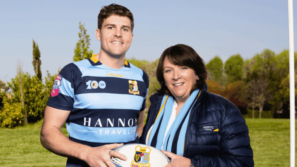 Eimer Hannon and Navan RFC Captain on Field